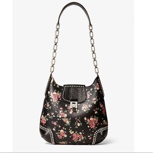 Michael Kors Collection Bancroft Oversized Floral Calf Leather Snakeskin Bag